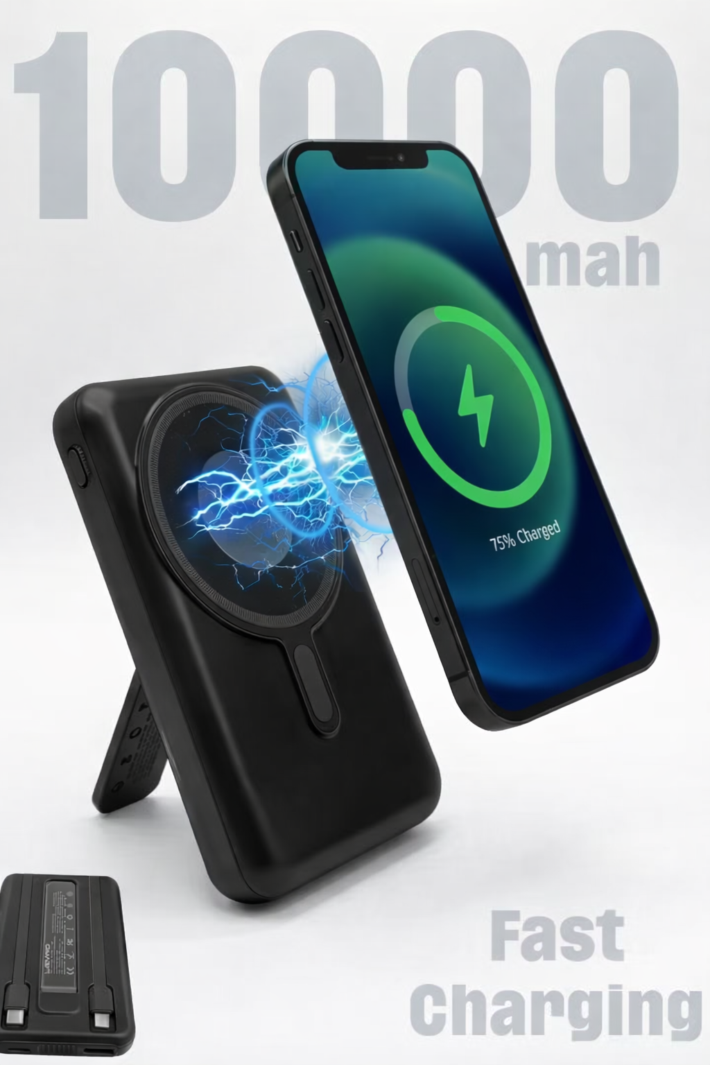 10000mAh Wireless & Wired Power Bank with MagSafe 15W Fast Charging