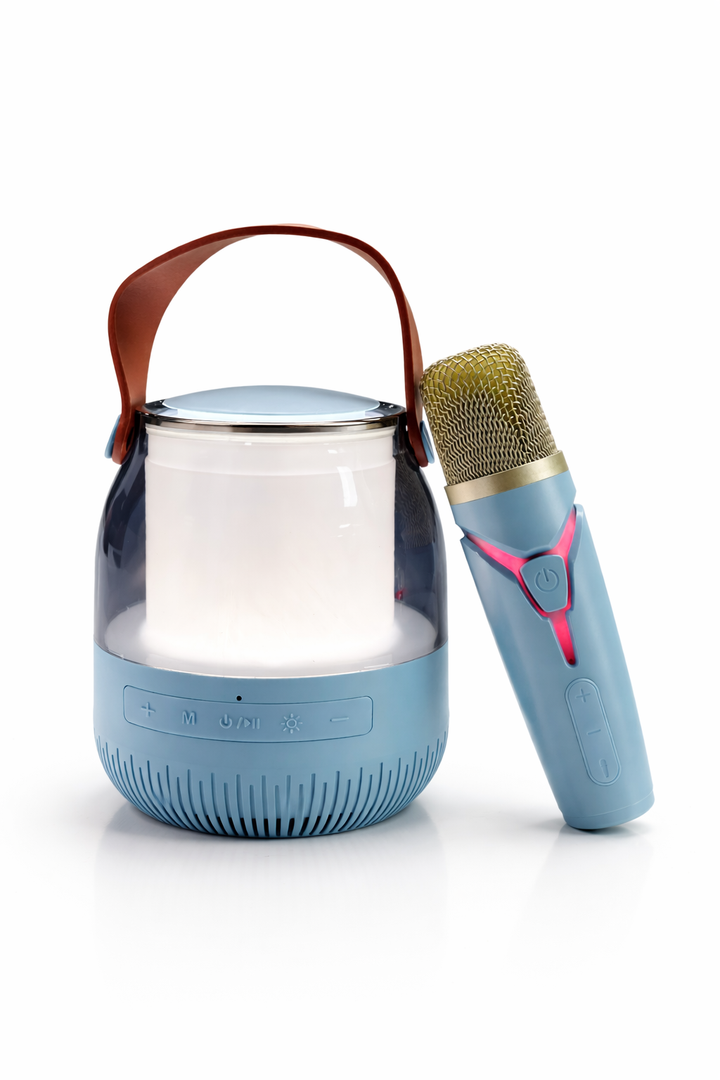 Portable Bluetooth Speaker with Wireless Karaoke Microphone, LED Light, Clear Sound, Rechargeable Battery for Home and Party Use