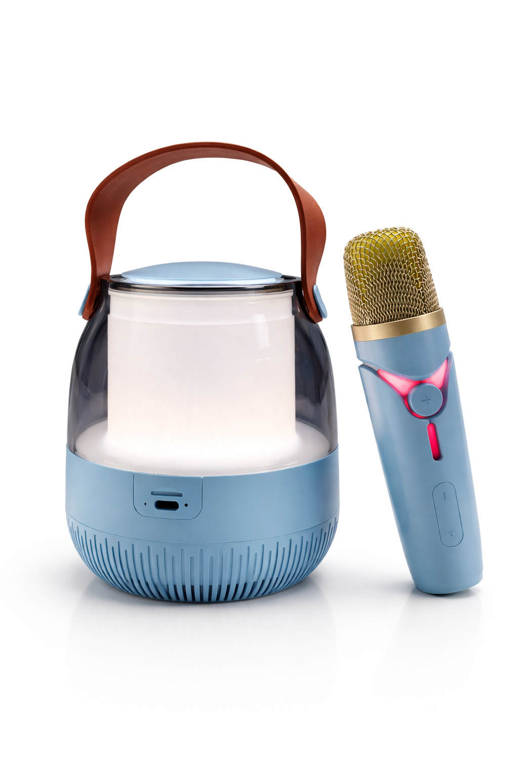 Portable Bluetooth Speaker with Wireless Karaoke Microphone, LED Light, Clear Sound, Rechargeable Battery for Home and Party Use