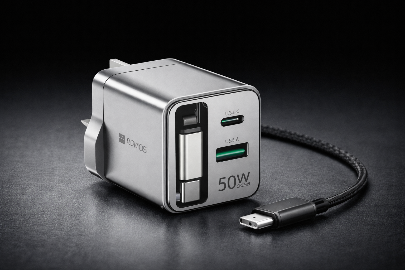 ADMOS 50W PD+QC3.0 Travel Charger with 25W PD Cable AM-317PU