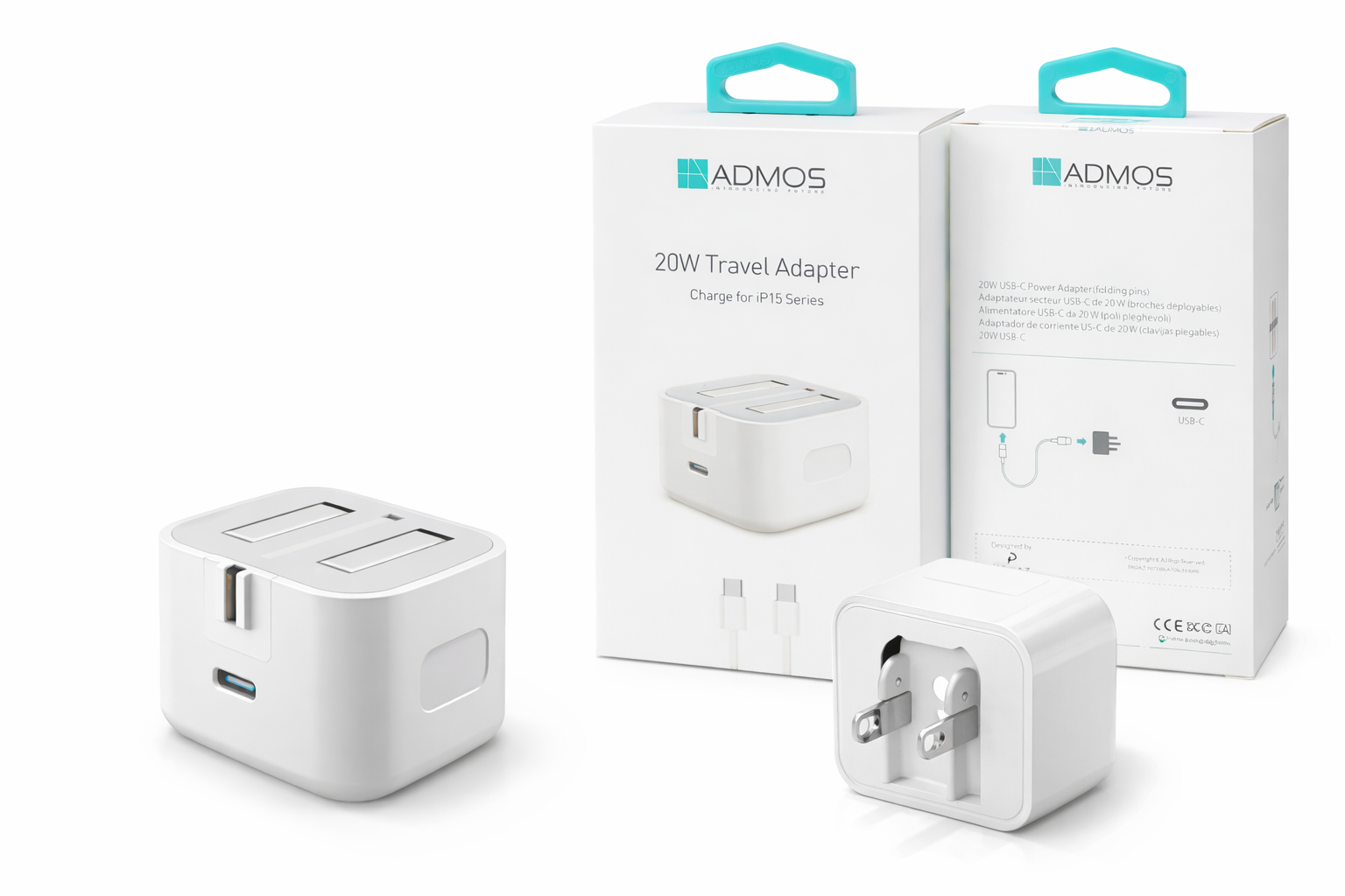 ADMOS 20W Travel Adapter - Universal Charger for iPhone 15 Series