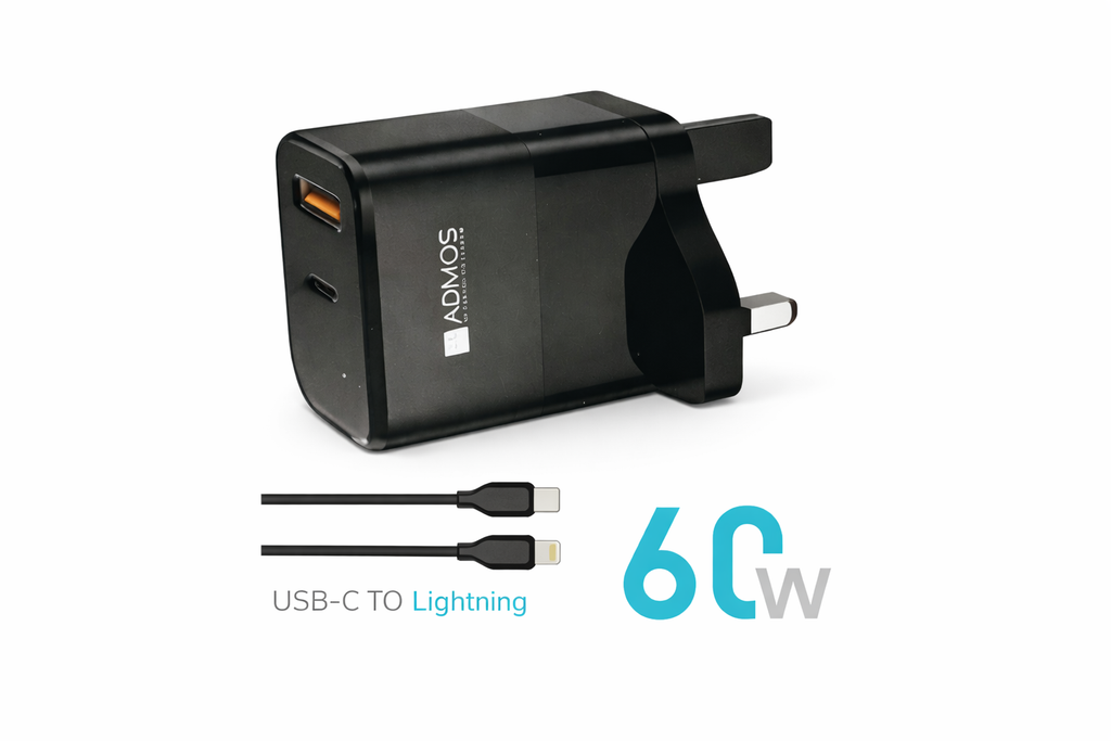 ADMOS PD30W QC3.0 Quick Charger with USB-C to Lightning Cable