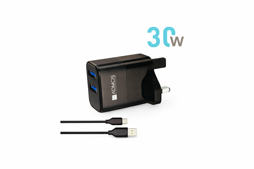 ADMOS 30W Dual USB Fast Charger AM817 with Micro USB Cable