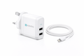 ADMOS Dual USB Fast Charger with Cable - White Edition