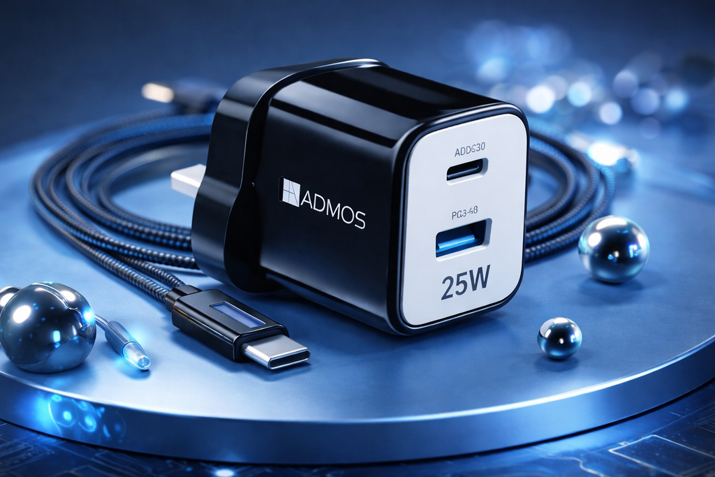 ADMOS 25W Dual Port Fast Charger with USB-C and USB-A
