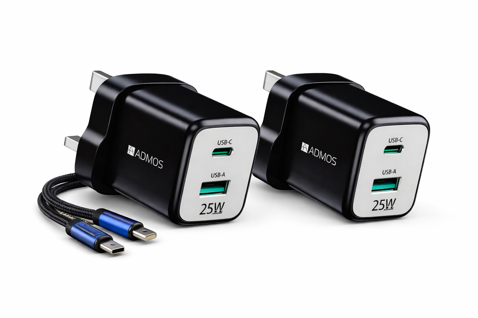 ADMOS 25W Fast Charger with Type-C to Lightning 35W Cable PD+QC3.0