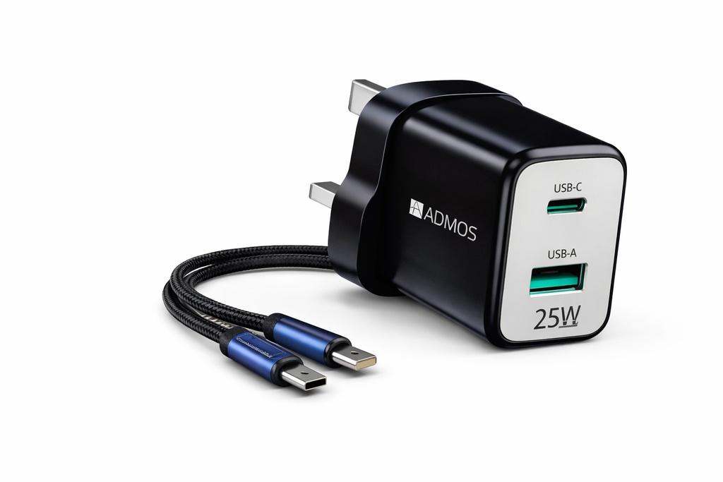 ADMOS 25W Fast Charger with Type-C to Lightning 35W Cable PD+QC3.0