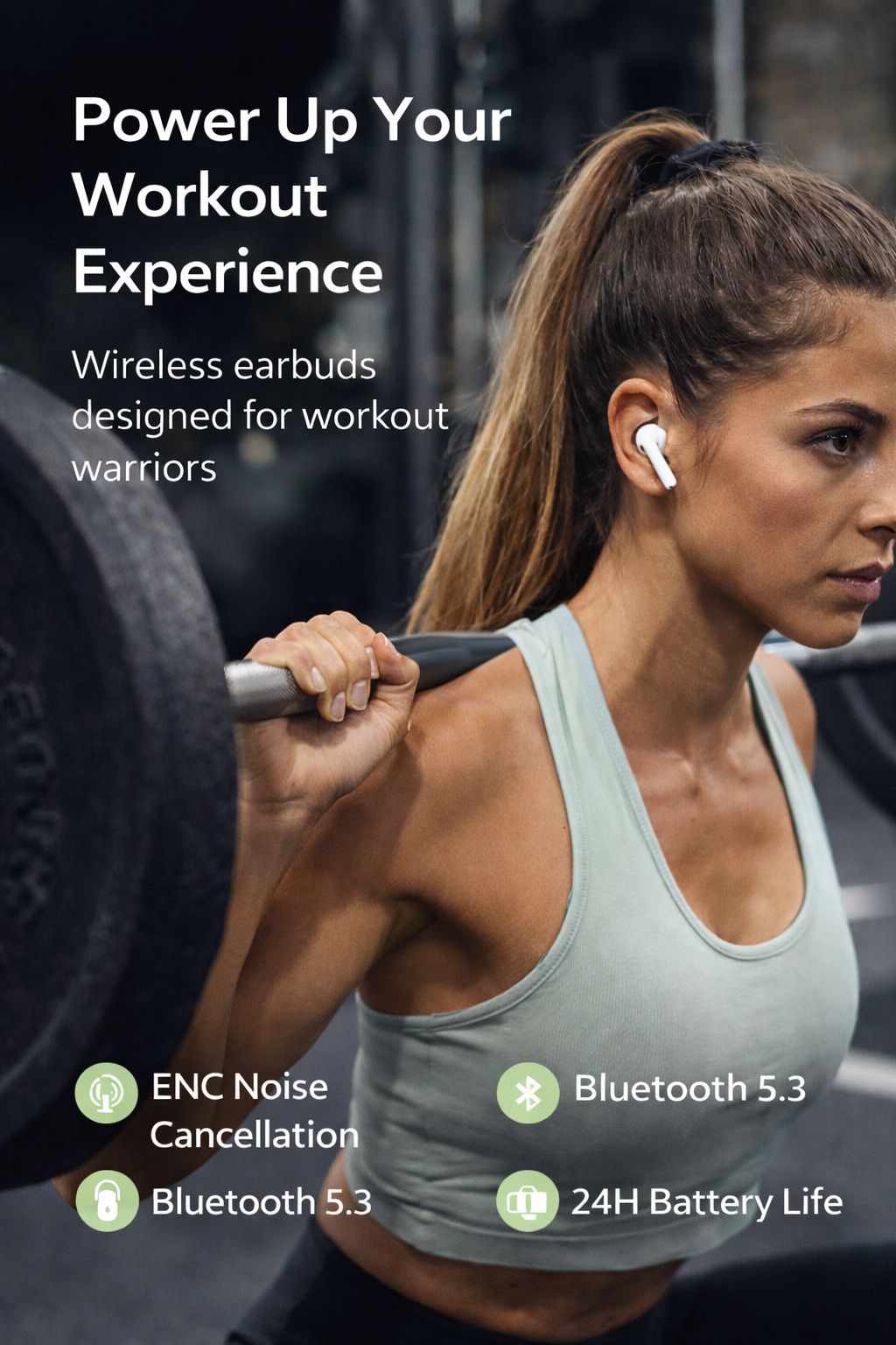 Wireless Earbuds Pro with ENC Noise Cancellation Bluetooth 5.3 - 24H Playtime