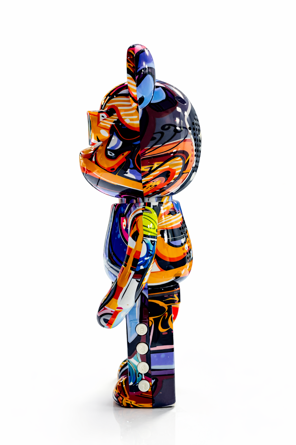 Colorful Graffiti Bear Art Figurine with Sunglasses, Designer Collectible Toy for Modern Home Décor and Gift Display